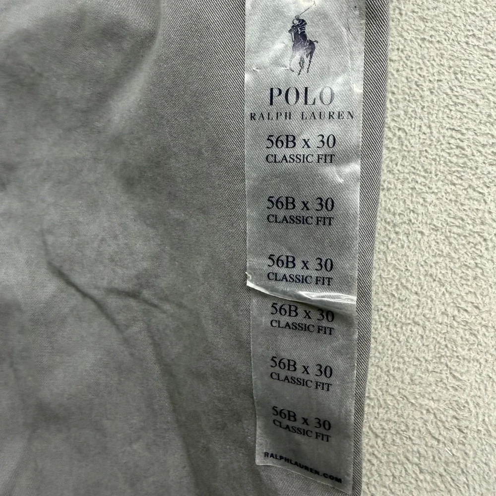 Polo Ralph Lauren Classic Fit Chino Pants 56B 56x30 Gray Stretch Cotton Twill